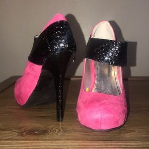 Pink and black stilettos